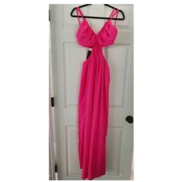 FASHION NOVA Hot Pink Cut Out Maxi Dress - Picture 7 of 10